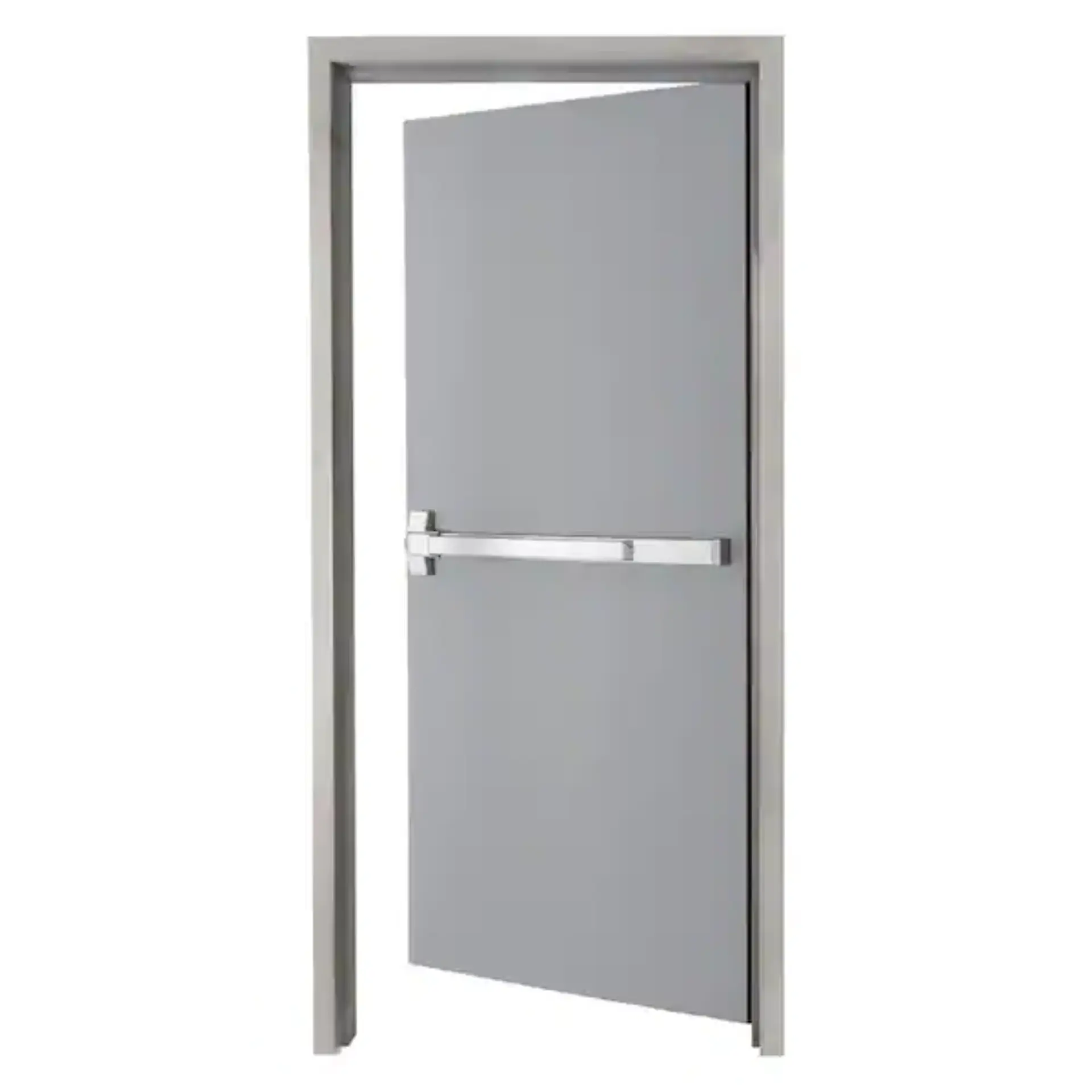 Hollow metal door and frame hardware prep showing cut steel edges